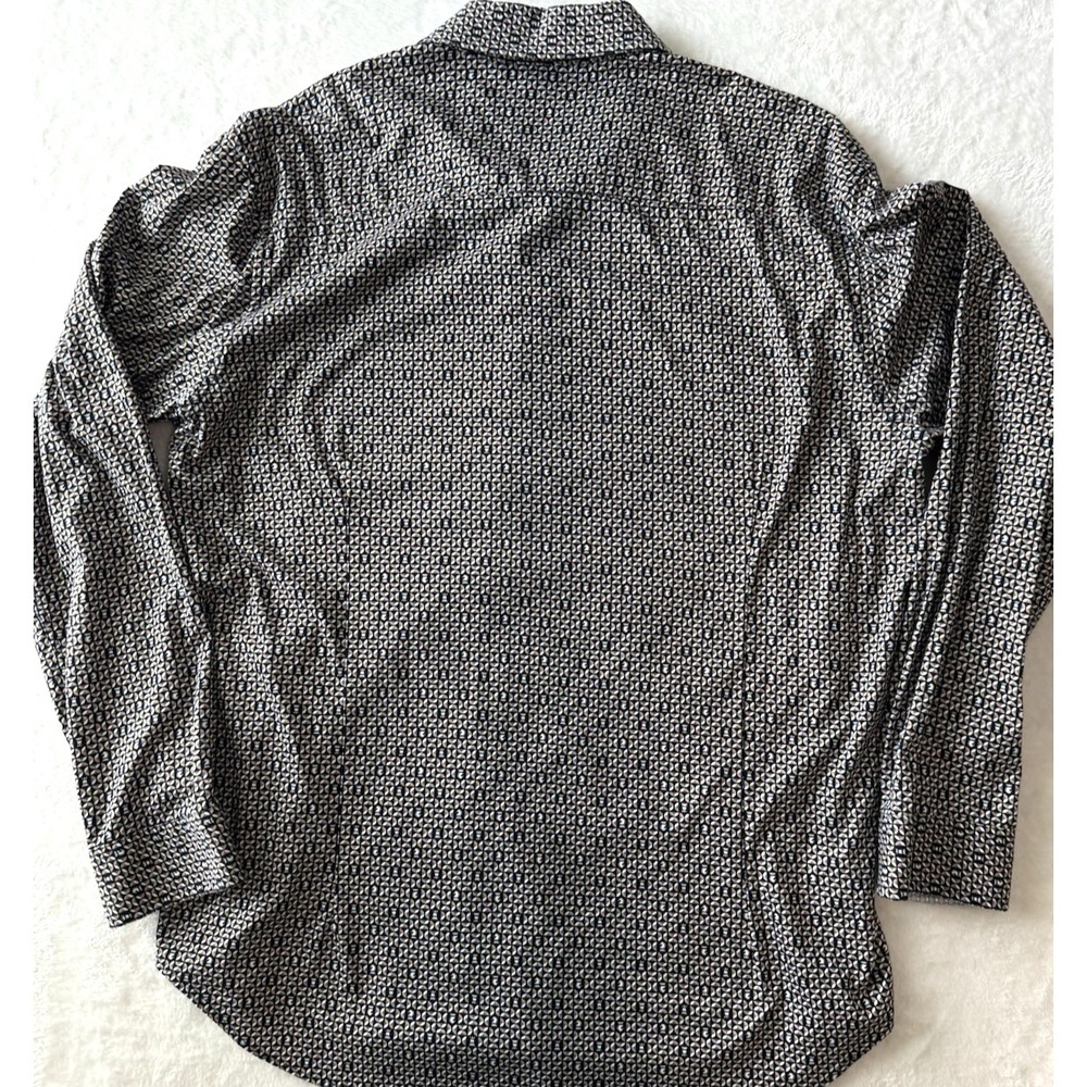Buttercloth Men XL Button-Up Black Gold Shirt Geometric Chess Print Long Sleeve - Picture 11 of 12